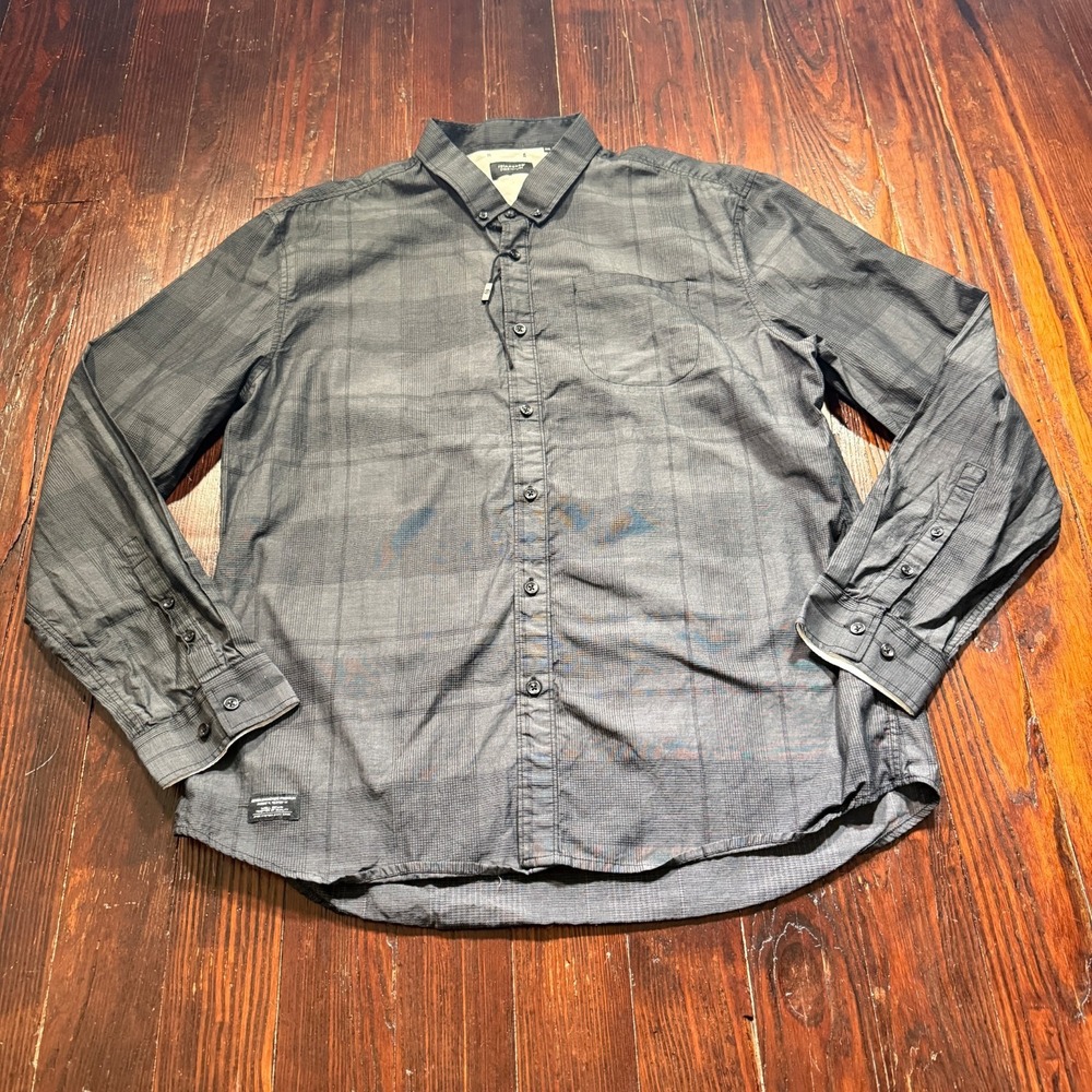 7Diamonds Premium Shirt Mens 3XL Black Gray Plaid Button Up - EUC